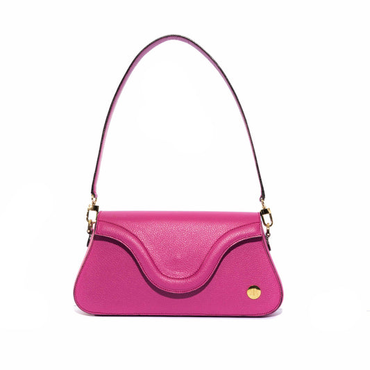 Amelia - Hot Pink Shoulder Bag- Eva Innocenti - Leather Luxury Bags. Handmade in El Salvador.