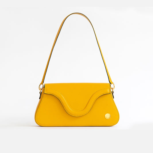 Amelia - Yellow Shoulder Bag- Eva Innocenti - Leather Luxury Bags. Handmade in El Salvador.