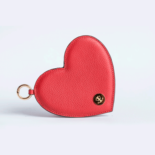 Heart Charm - Red Small Leather Goods- Eva Innocenti - Leather Luxury Bags. Handmade in El Salvador.