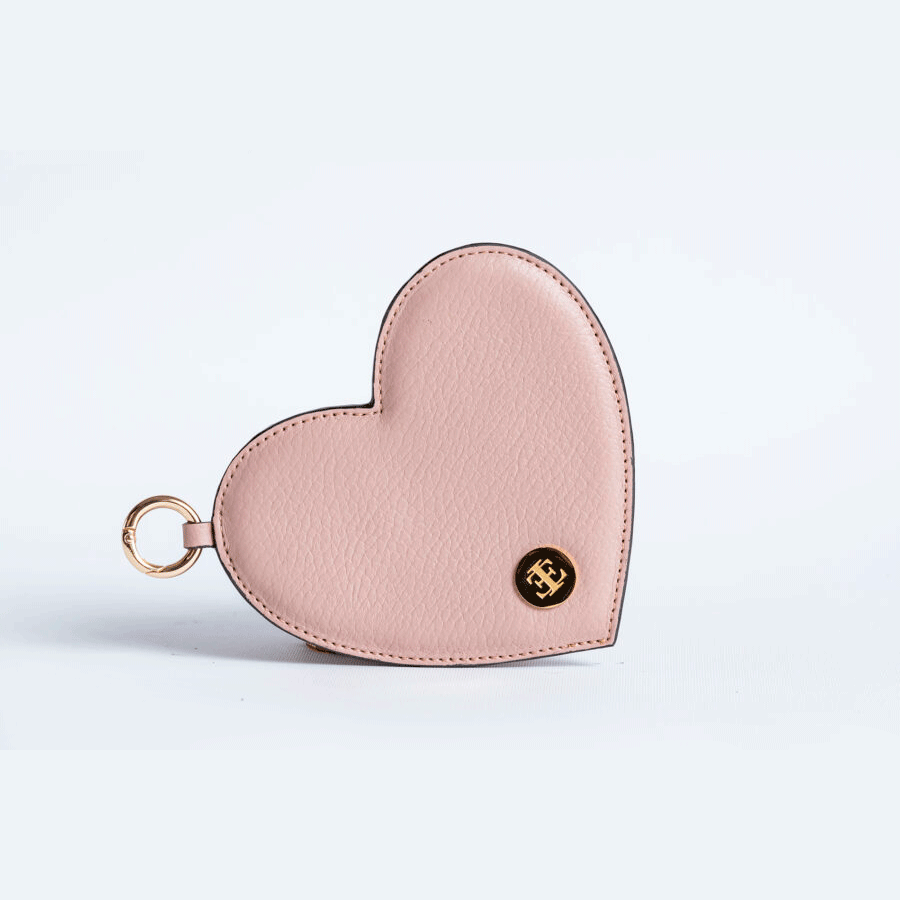 Heart Charm - Rose Small Leather Goods- Eva Innocenti - Leather Luxury Bags. Handmade in El Salvador.