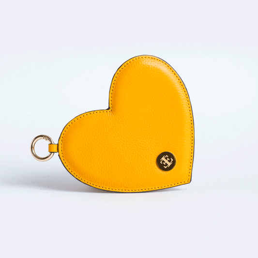 Heart Charm - Yellow Gold Small Leather Goods- Eva Innocenti - Leather Luxury Bags. Handmade in El Salvador.