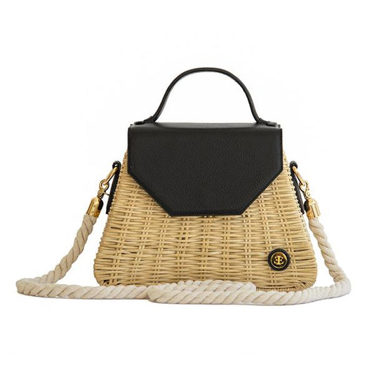 Emma Basket - Black Top Handle Bag- Eva Innocenti - Leather Luxury Bags. Handmade in El Salvador.