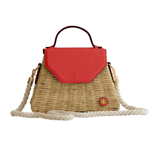 Emma Basket - Red Top Handle Bag- Eva Innocenti - Leather Luxury Bags. Handmade in El Salvador.