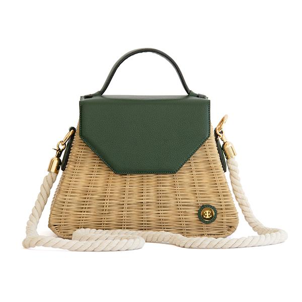 Emma Basket - Olive Green Top Handle Bag- Eva Innocenti - Leather Luxury Bags. Handmade in El Salvador.