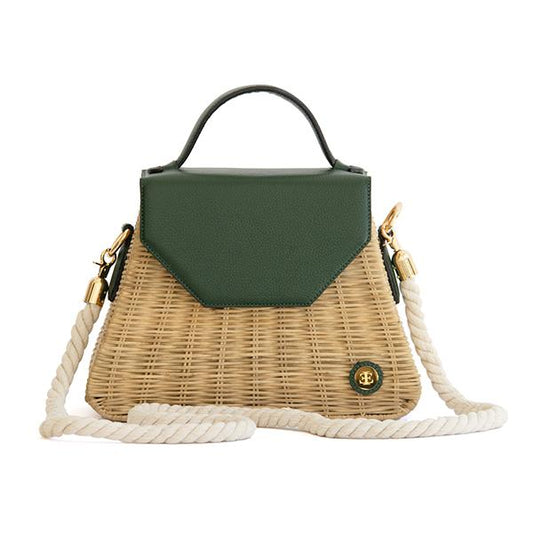 Emma Basket - Olive Green Top Handle Bag- Eva Innocenti - Leather Luxury Bags. Handmade in El Salvador.