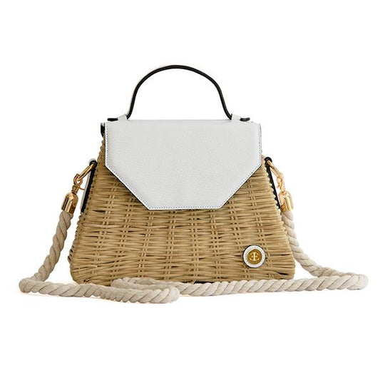 Emma Basket - White Top Handle Bag- Eva Innocenti - Leather Luxury Bags. Handmade in El Salvador.