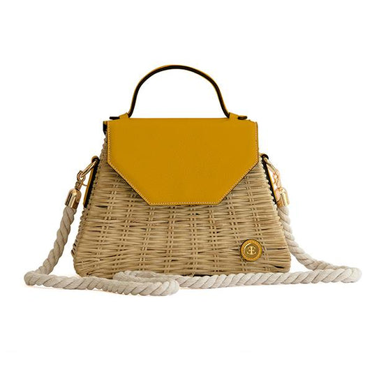 Emma Basket - Yellow Top Handle Bag- Eva Innocenti - Leather Luxury Bags. Handmade in El Salvador.