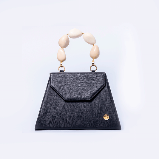 Emilia - Black Top Handle Bag- Eva Innocenti - Leather Luxury Bags. Handmade in El Salvador.