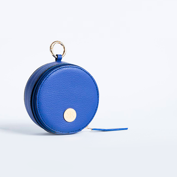 Bag Charm - Electric Blue Small Leather Goods- Eva Innocenti - Leather Luxury Bags. Handmade in El Salvador.