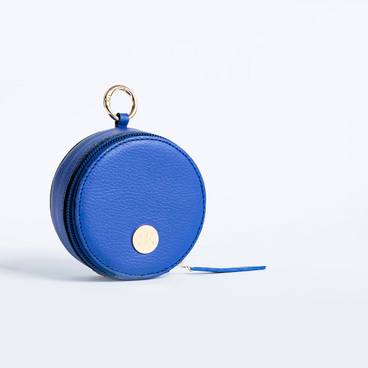 Bag Charm - Electric Blue Small Leather Goods- Eva Innocenti - Leather Luxury Bags. Handmade in El Salvador.