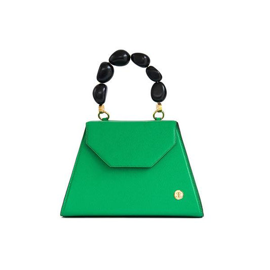 Emilia - Green (with Black Tagua Handle) Top Handle Bag- Eva Innocenti - Leather Luxury Bags. Handmade in El Salvador.