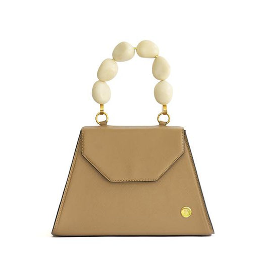 Emilia - Camel Top Handle Bag- Eva Innocenti - Leather Luxury Bags. Handmade in El Salvador.