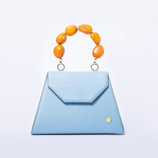 Emilia - Light Blue Top Handle Bag- Eva Innocenti - Leather Luxury Bags. Handmade in El Salvador.