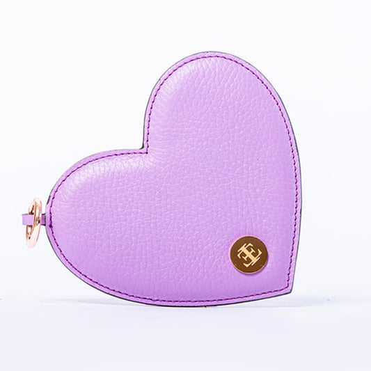 Heart Charm - Lavender Small Leather Goods- Eva Innocenti - Leather Luxury Bags. Handmade in El Salvador.