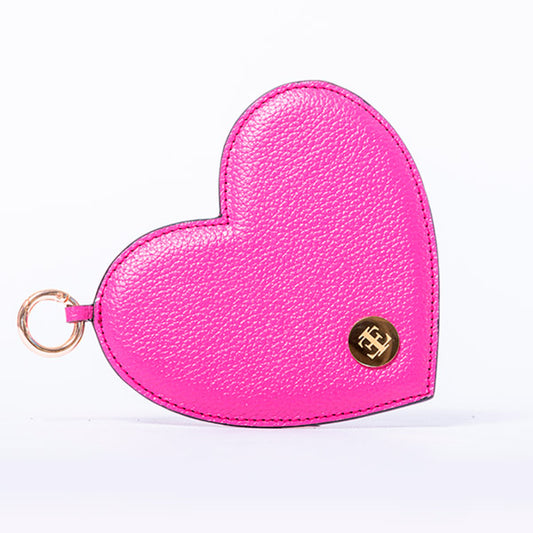 Heart Charm - Hot Pink Small Leather Goods- Eva Innocenti - Leather Luxury Bags. Handmade in El Salvador.