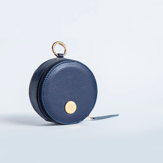 Bag Charm - Navy Blue Small Leather Goods- Eva Innocenti - Leather Luxury Bags. Handmade in El Salvador.
