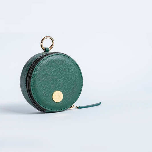 Bag Charm - Olive Green Small Leather Goods- Eva Innocenti - Leather Luxury Bags. Handmade in El Salvador.
