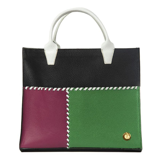 Sienna Mini –  Black White Handle Tote- Eva Innocenti - Leather Luxury Bags. Handmade in El Salvador.