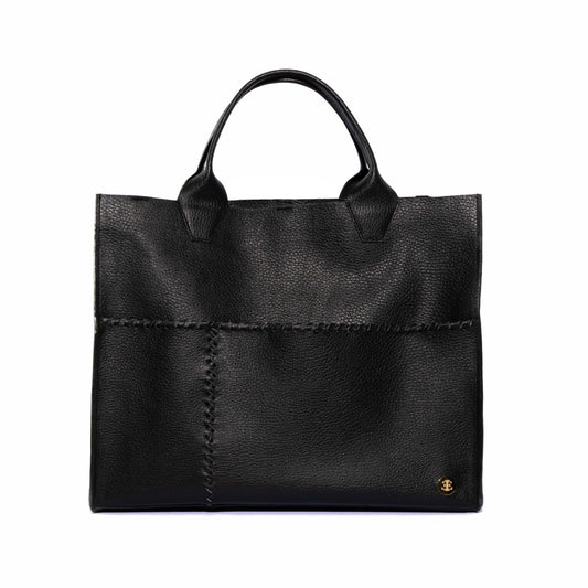 Sienna Travel – Black Handle Tote- Eva Innocenti - Leather Luxury Bags. Handmade in El Salvador.
