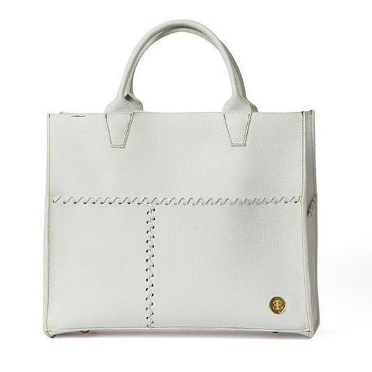 Sienna Mini –  White Handle Tote- Eva Innocenti - Leather Luxury Bags. Handmade in El Salvador.