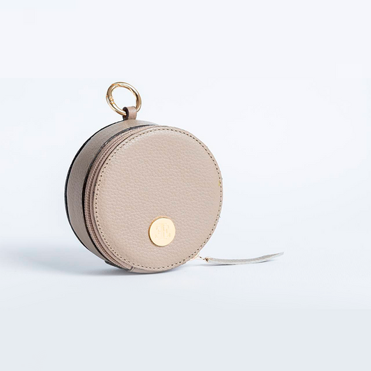 Bag Charm - Taupe Small Leather Goods- Eva Innocenti - Leather Luxury Bags. Handmade in El Salvador.