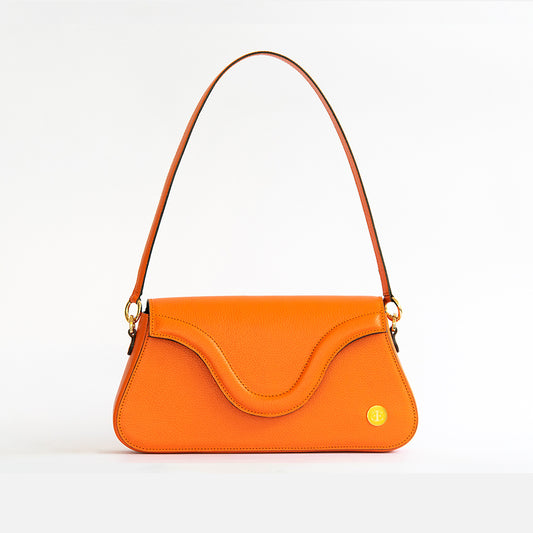 Amelia - Orange Shoulder Bag- Eva Innocenti - Leather Luxury Bags. Handmade in El Salvador.